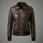 Women’s Brown Shearling Sheepskin Bomber Jacket