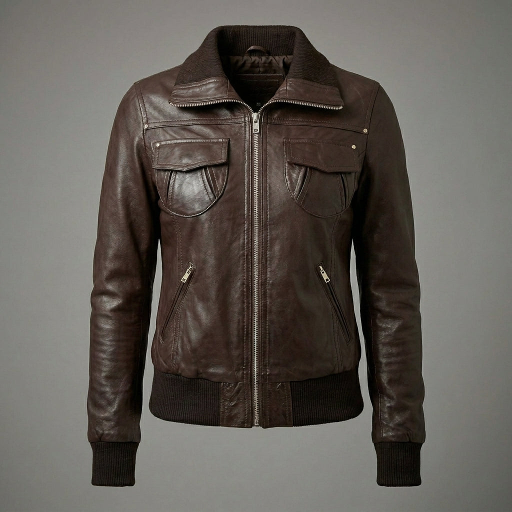 Women’s Brown Shearling Sheepskin Bomber Jacket