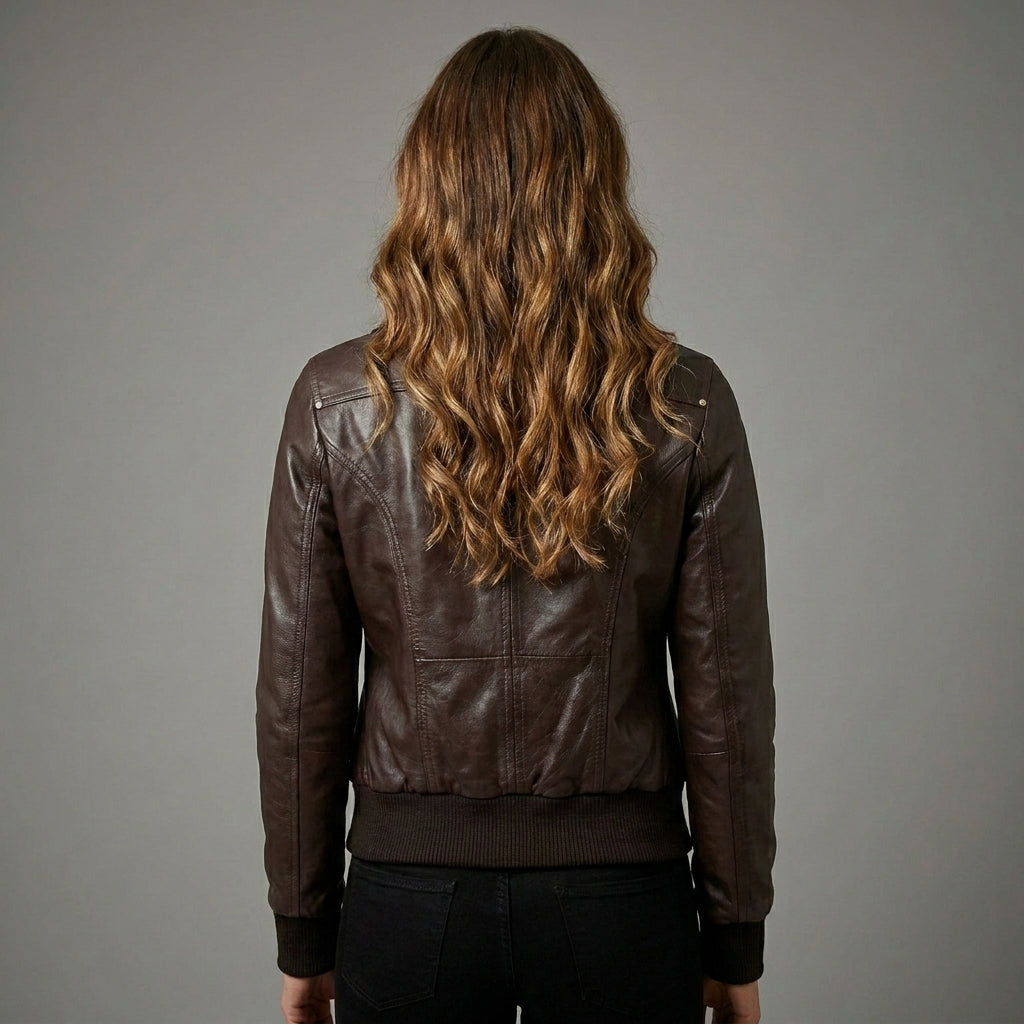 Women’s Brown Shearling Sheepskin Bomber Jacket