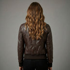 Women’s Brown Shearling Sheepskin Bomber Jacket