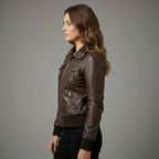 Women’s Brown Shearling Sheepskin Bomber Jacket