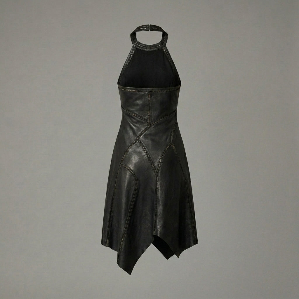 Midnight Black Leather Dress