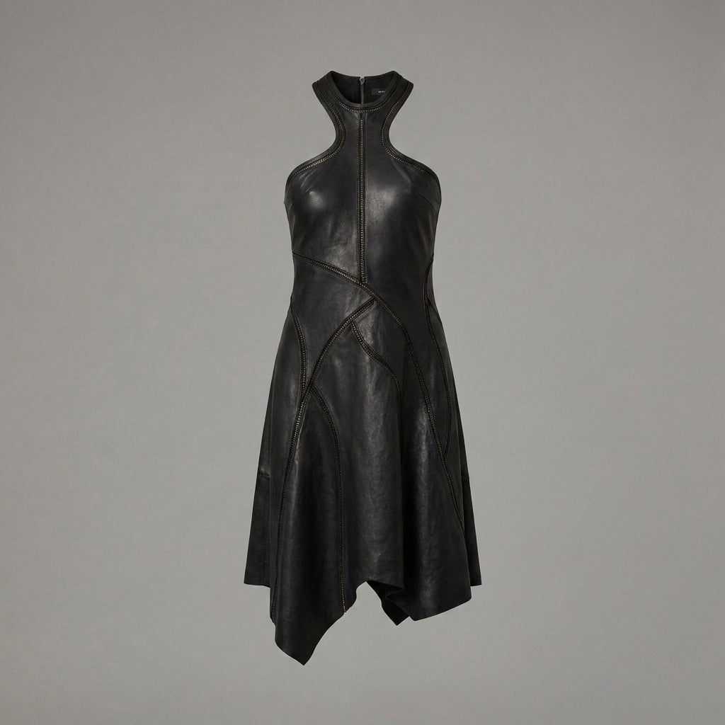 Midnight Black Leather Dress
