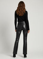Midnight  Black Leather Pants with Gold Hardware