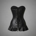 Midnight Noir Leather Corset Maxi Dress