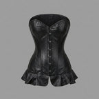 Midnight Noir Leather Corset Maxi Dress