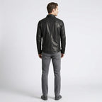 Men’s Stylish Black Sheepskin Leather Shirt
