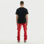 Men’s Red Leather Cargo Pants