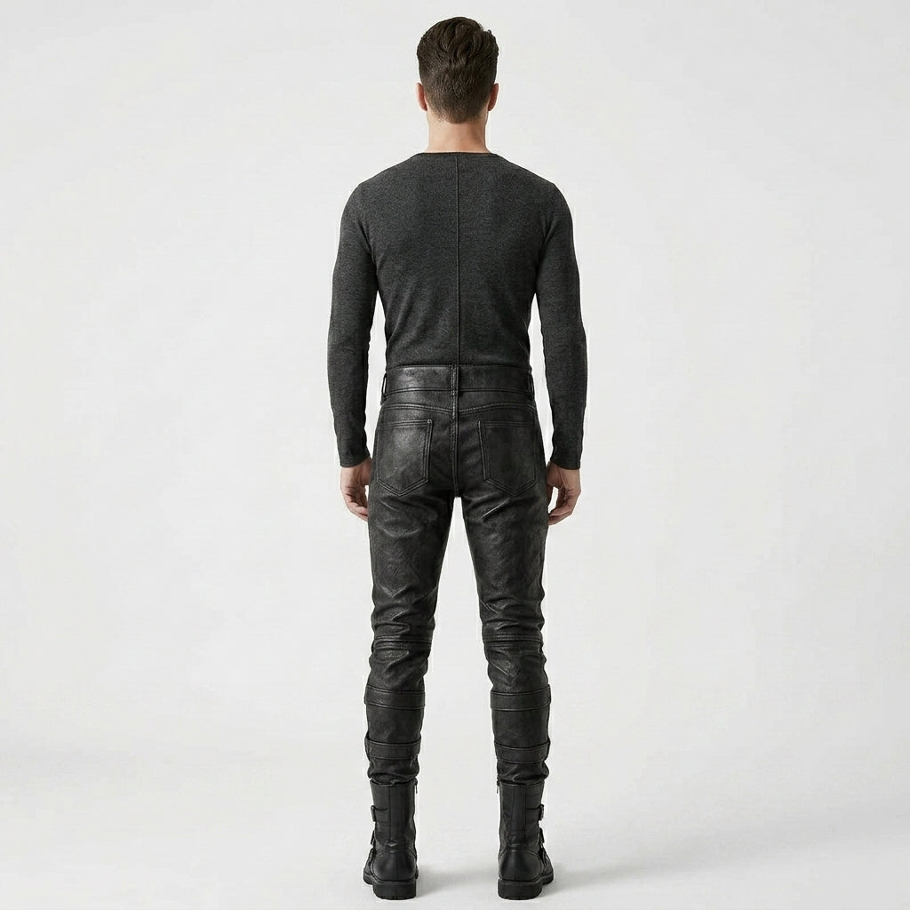 Men’s Handmade Black Leather Warrior Pants