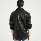 Men’s Stylish Black Leather Button