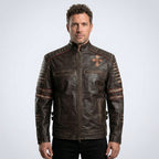 Men’s Vintage Café Racer Leather Jacket – Classic Rider Moto Style