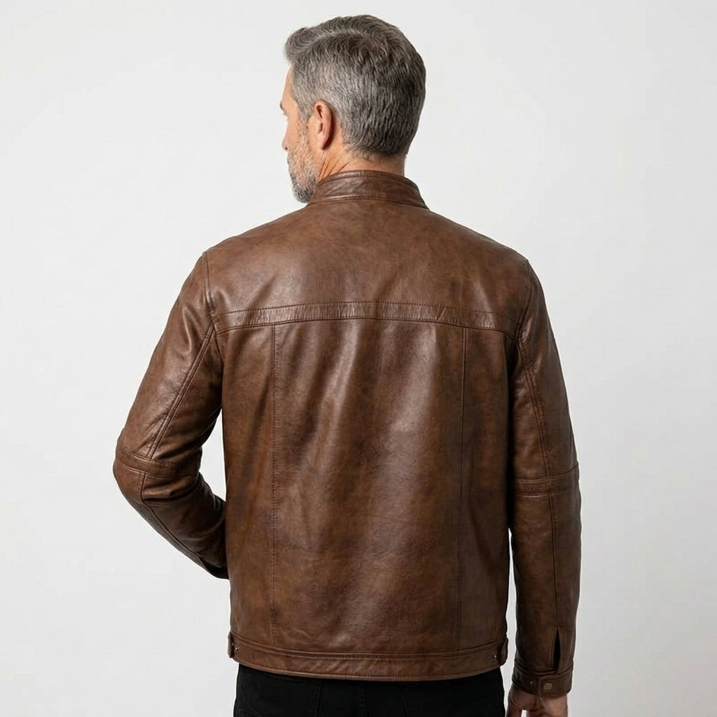 Men’s Vintage Brown Cafe Racer Leather Jacket