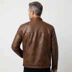 Men’s Vintage Brown Cafe Racer Leather Jacket