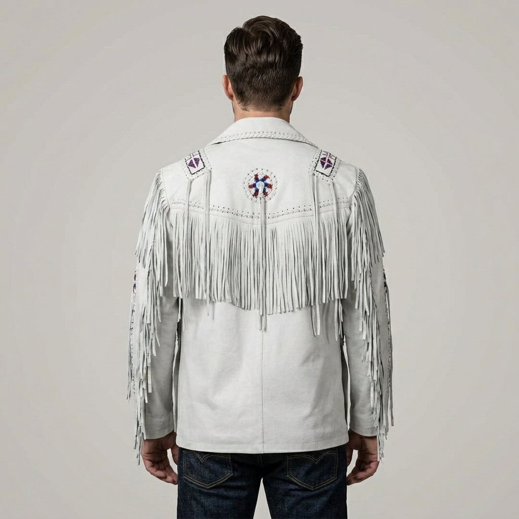 Men’s Cowboy Western Fringe Leather Jacket