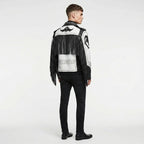 Men’s Black & White Studded Cowboy Leather Jacket