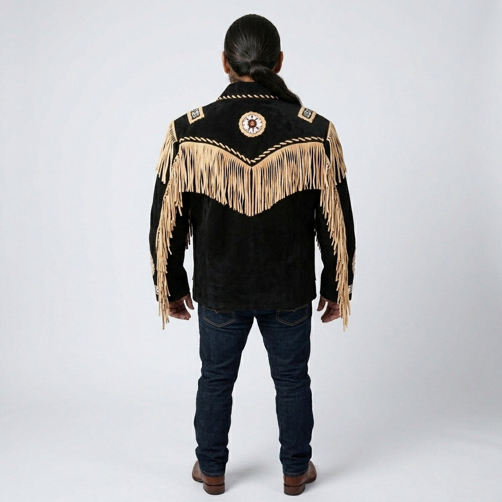 Men’s Black Cowboy Western Leather Jacket