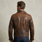 Men’s Vintage D-Pocket Waxed Distressed Leather Jacket