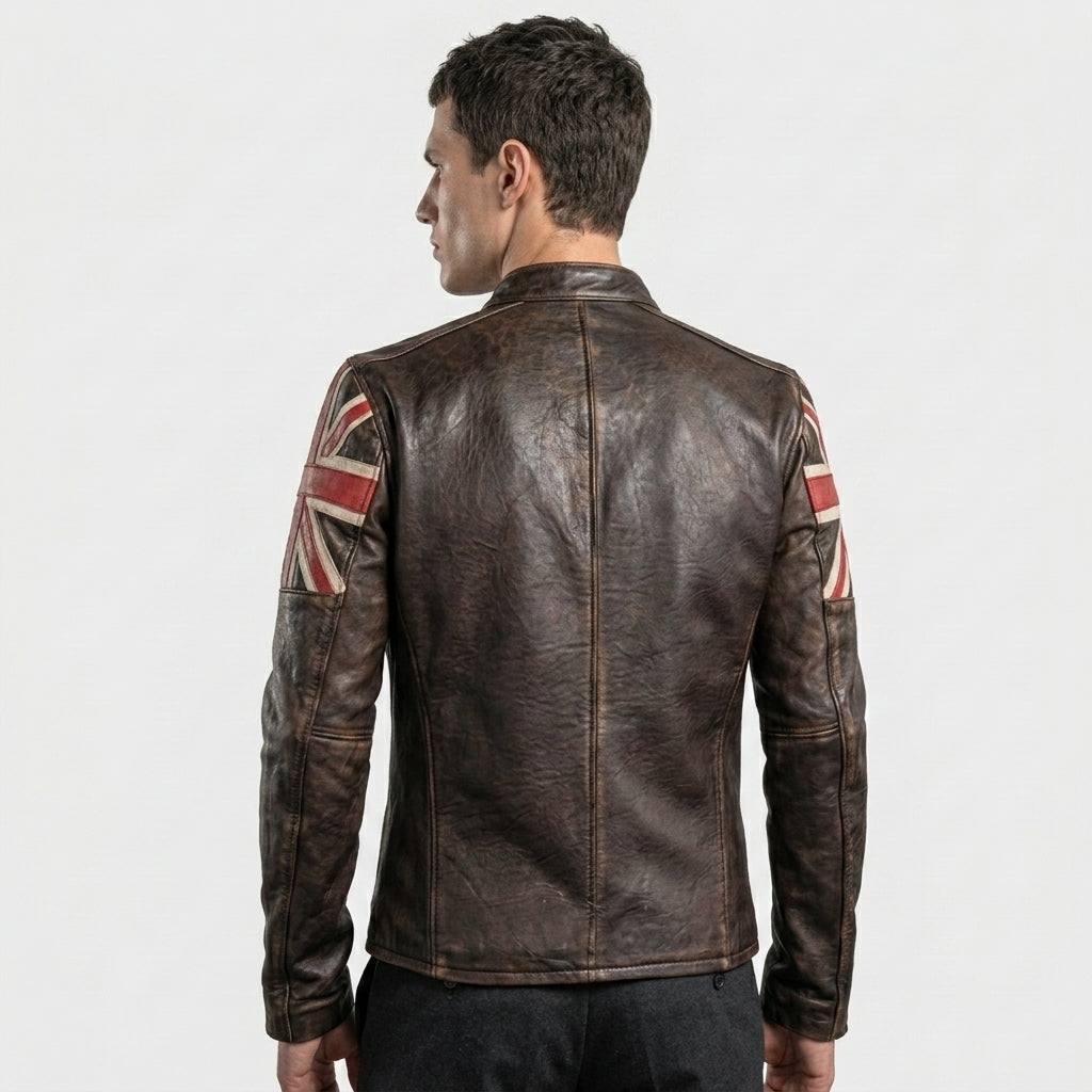 Men’s Union Jack Cafe Racer Leather Jacket