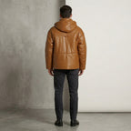 Men’s Brown Puffer Leather Bomber Jacket