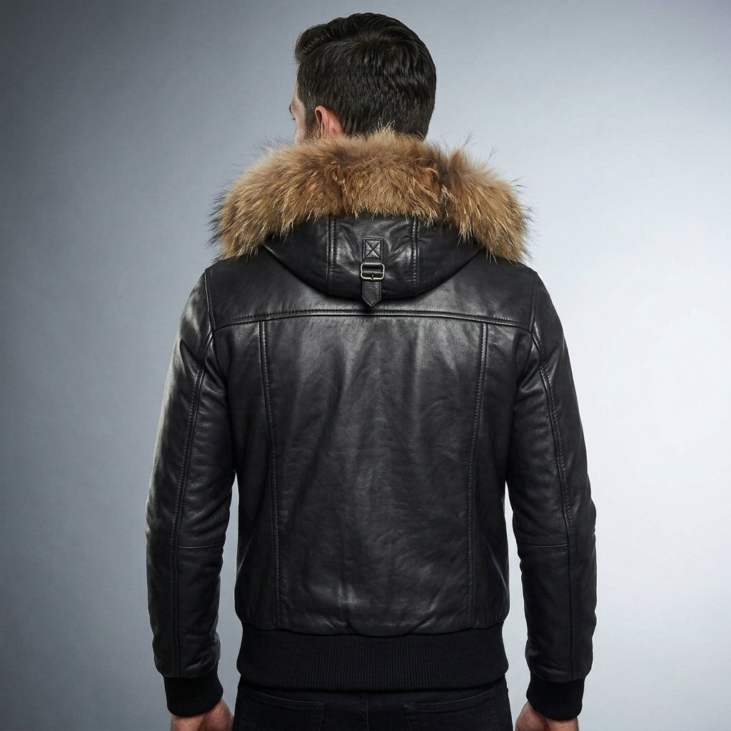 Men’s Vintage Hooded Biker Jacket