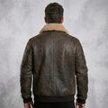 Men’s B3 RAF Aviator Brown Bomber Leather Jacket with Fur