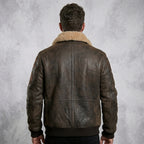 Men’s B3 RAF Aviator Brown Bomber Leather Jacket with Fur