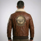 Men’s Distressed Brown Waxed Fighter Leather Jacket