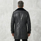 Men’s Black Shearling Long Trench Coat