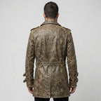 Men’s Distressed Brown Leather Trench Coat