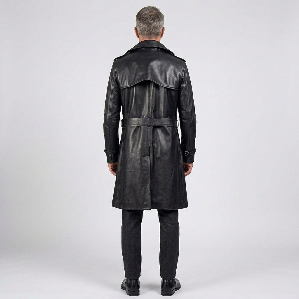Men’s Premium Cowhide Leather Trench Coat