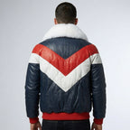 Men’s Shearling Collar Leather Jacket – V-Bomber Aviator Style