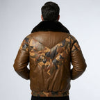 Men’s Shearling Collar Leather Jacket – V-Bomber Aviator Style