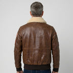 Men’s Stylish Brown Aviator Pilot Sheepskin Jacket