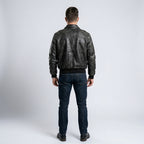 Men’s 80s A2 Flight Vintage Military Leather Jacket – Black Aviator Style