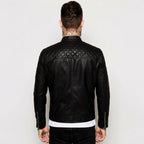 Men’s Black Lambskin Biker Jacket – Slim Fit Moto Leather Style