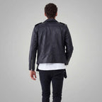 Men’s Black Leather Biker Jacket – Classic Moto Rider Style