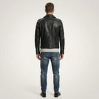 Men’s Black Leather Motorcycle Jacket – Classic Biker Riding Style