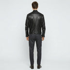 Men’s Black Retro Moto Leather Riding Jacket