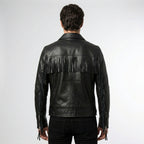 Men’s Handmade Black Western Fringe Leather Jacket