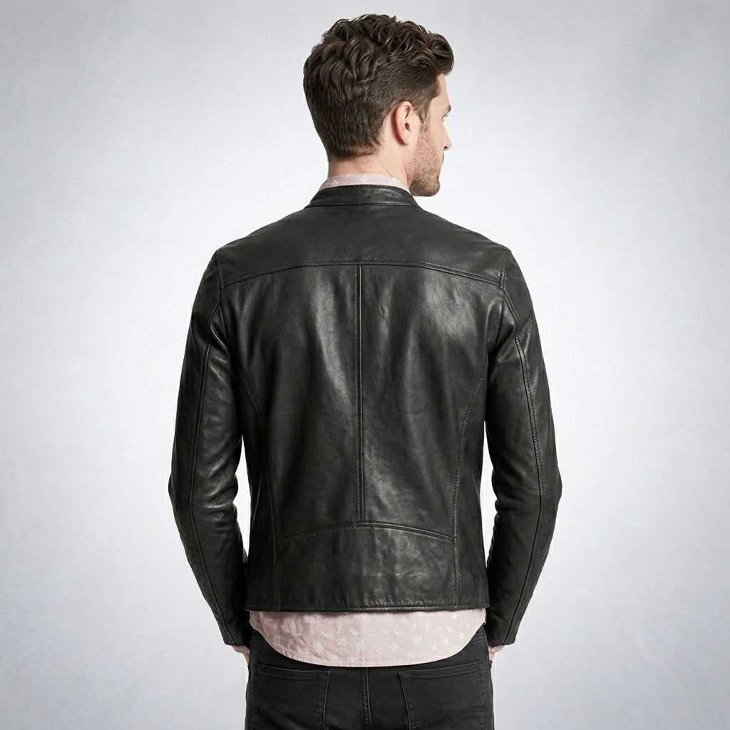 Men’s Classic Casual Black Leather Jacket
