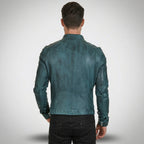 Men’s Distressed Café Racer Leather Jacket