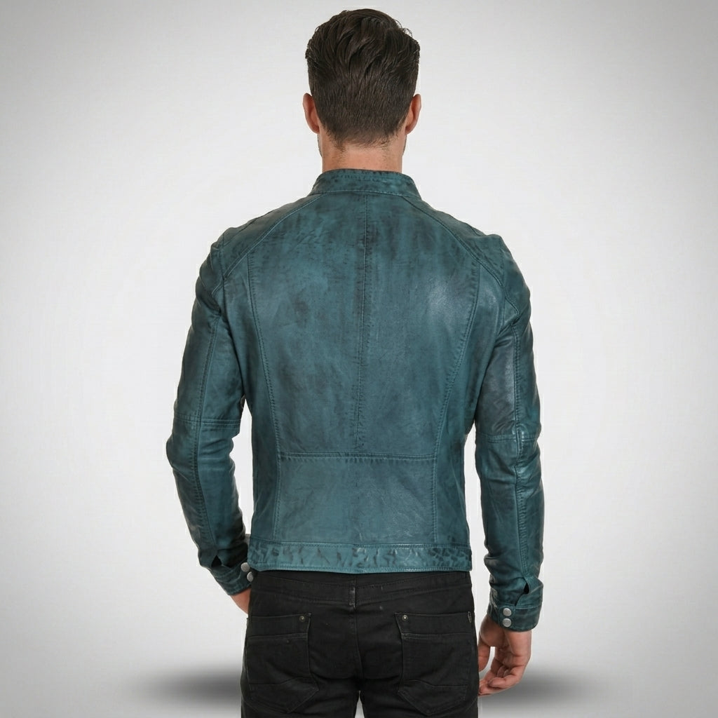Men’s Distressed Café Racer Leather Jacket