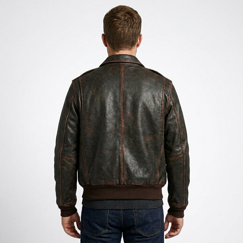 Men’s Brown Aviator Pilot Leather Bomber Jacket