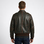 Men’s Brown Aviator Pilot Leather Bomber Jacket