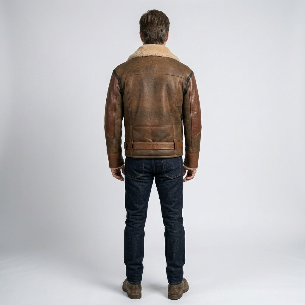 Men’s RAF B3 Aviator Leather Bomber Flying Jacket