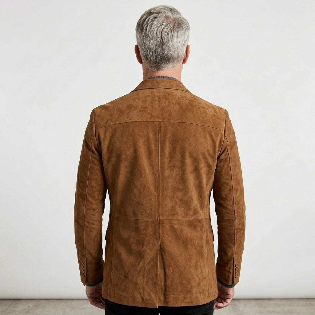 Men’s Camel Brown Suede Leather Blazer jacket