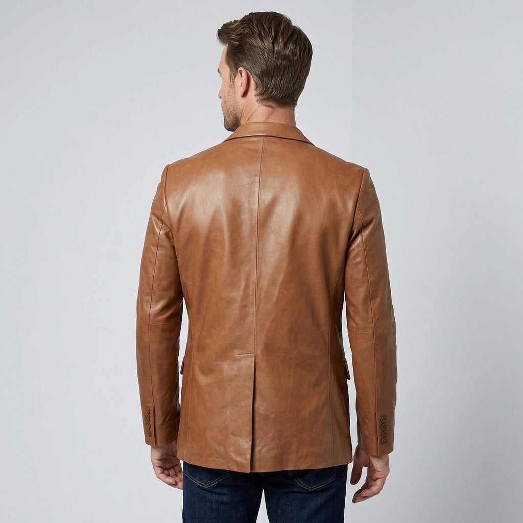 Men’s Designer Brown Lambskin Leather Blazer