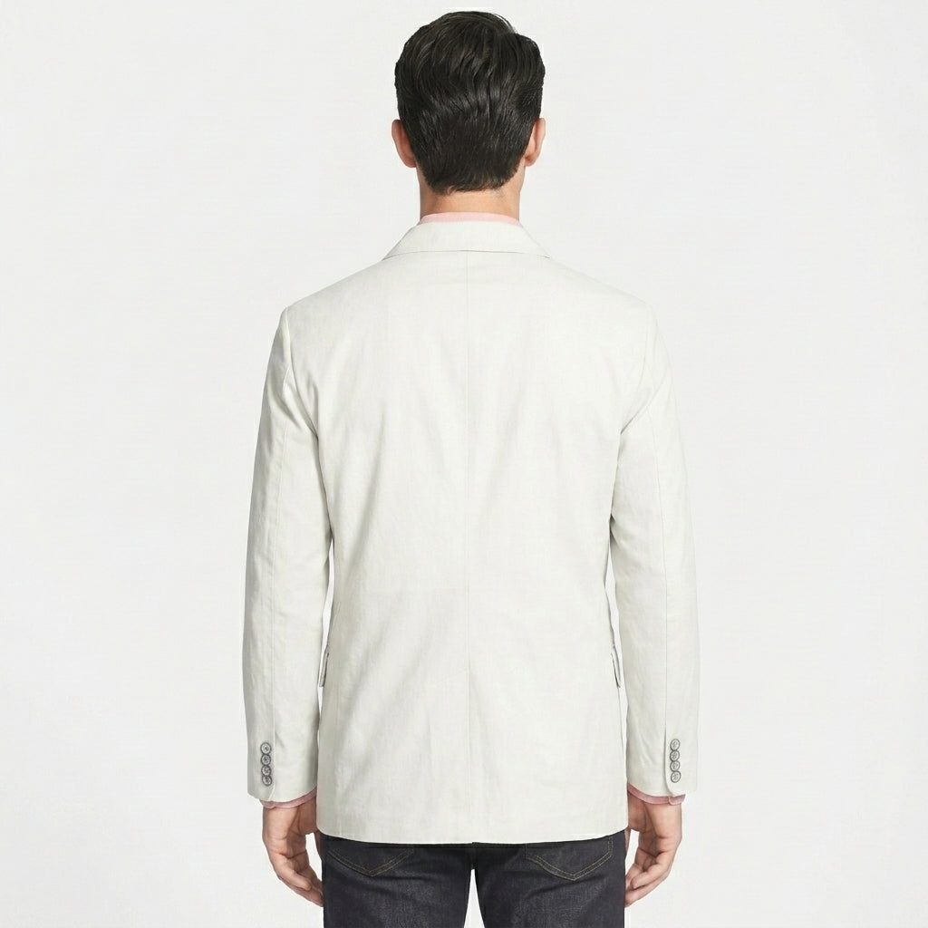 Men’s Soft White Lambskin Leather Blazer