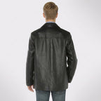 Men’s Black Lambskin Leather Coat – Premium Longline Luxury Style