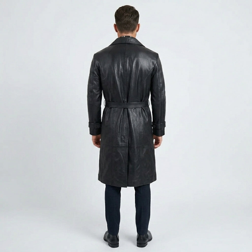 Men’s Genuine Black Leather Sport Coat – Slim Fit Smart Casual Blazer Style